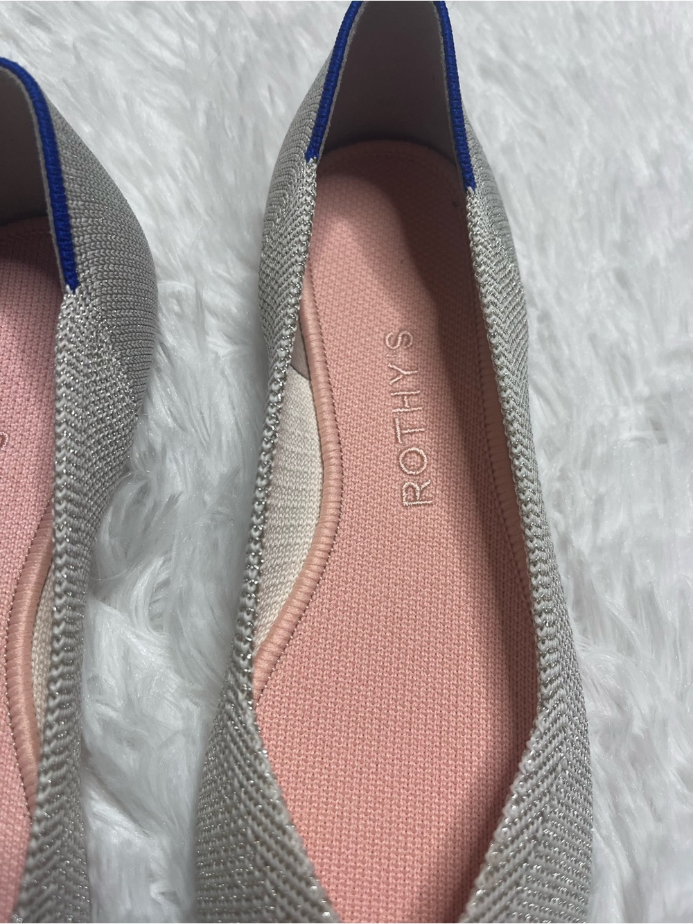 Rothy's Pointed Knit Flat in Metallic Silver - Picture 3 of 13